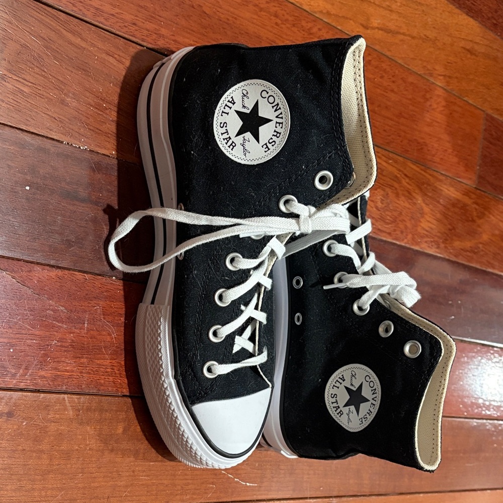 Converse Black High Top Sneakers with White Laces